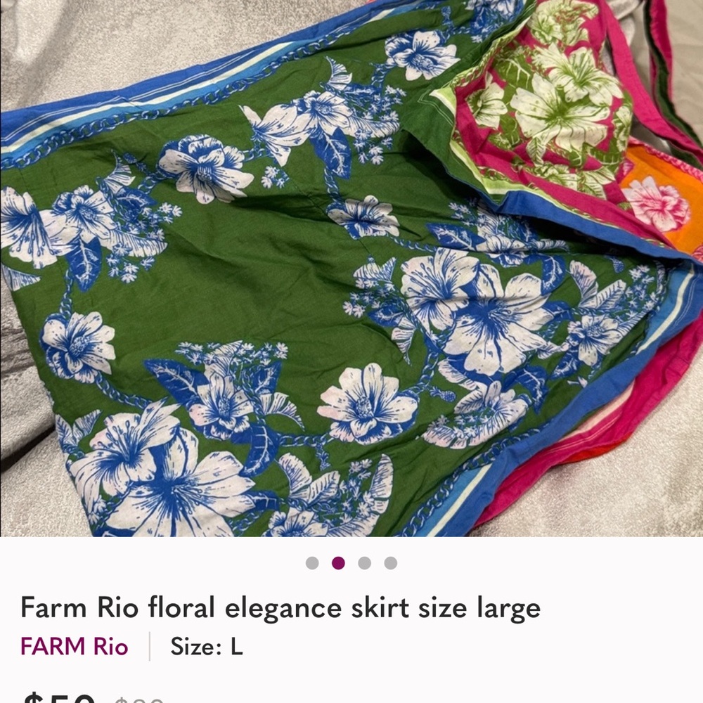 Farm Rio floral elegance  skirt size large